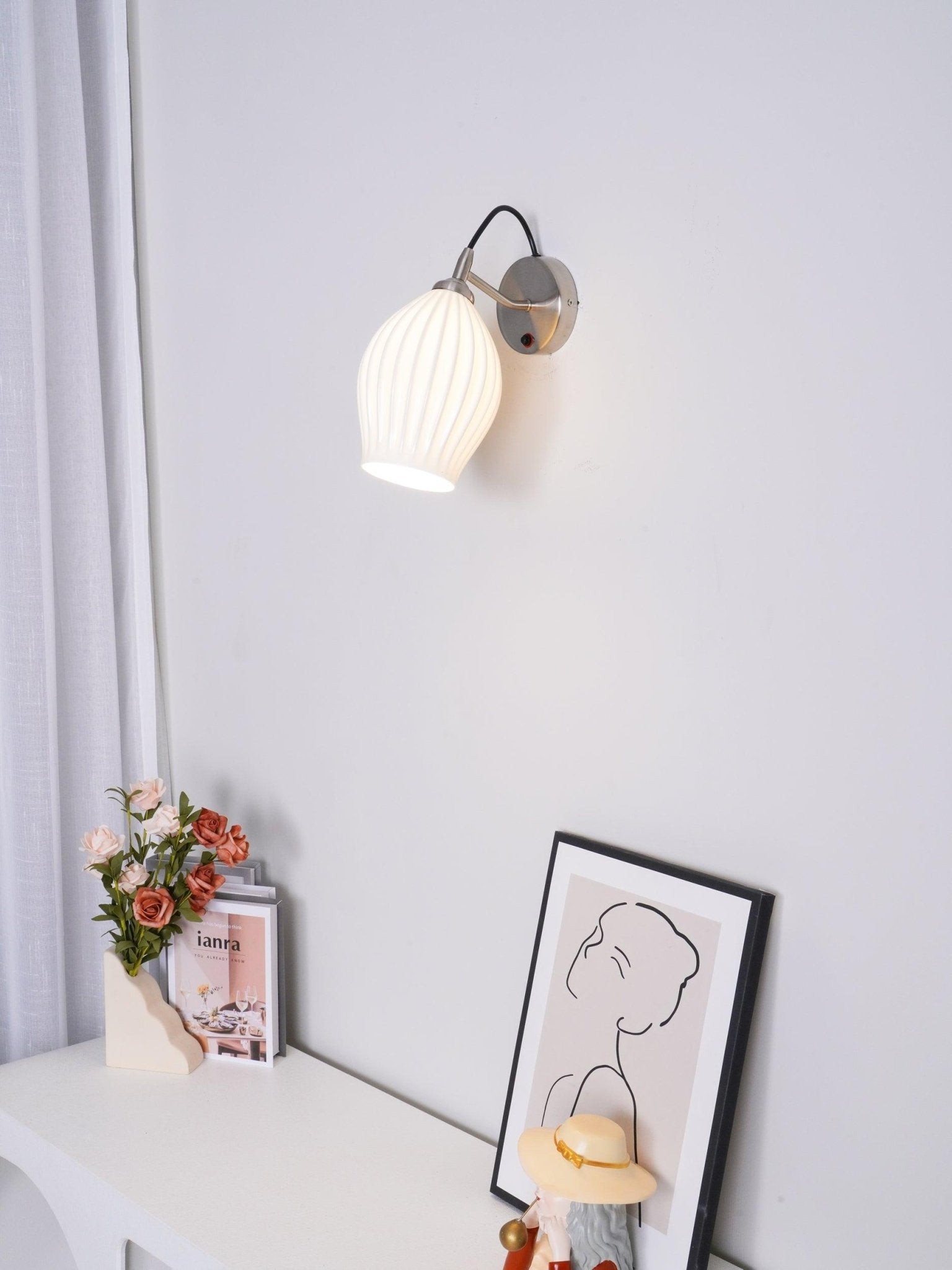 Cream Style Ceramic Ribbed Wall lamp K313