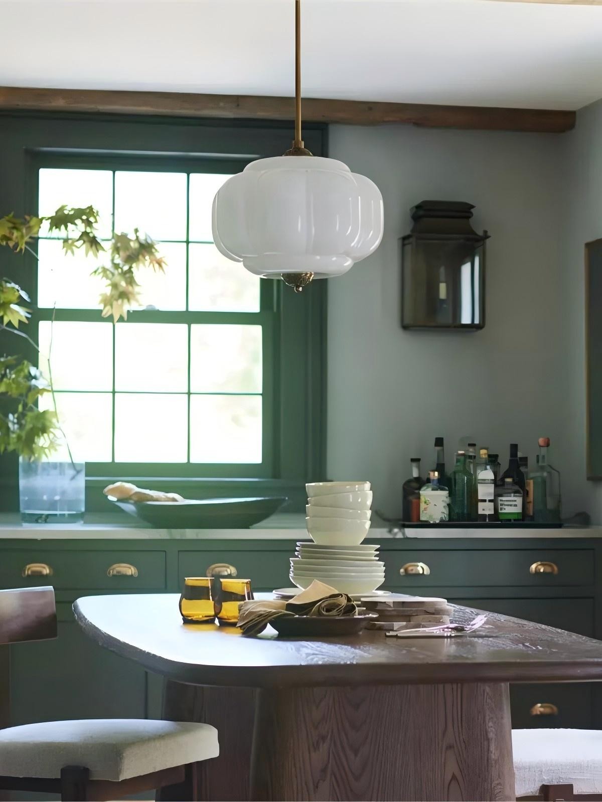 Eloise Vintage Pumpkin Glass Semi-Flush Mount Pendant Light K866