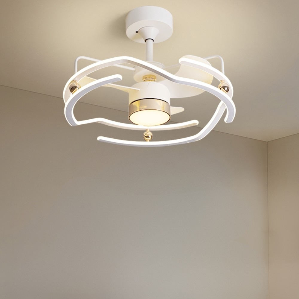 Modern White Led Ceiling Fan Light For Dining Room K1103
