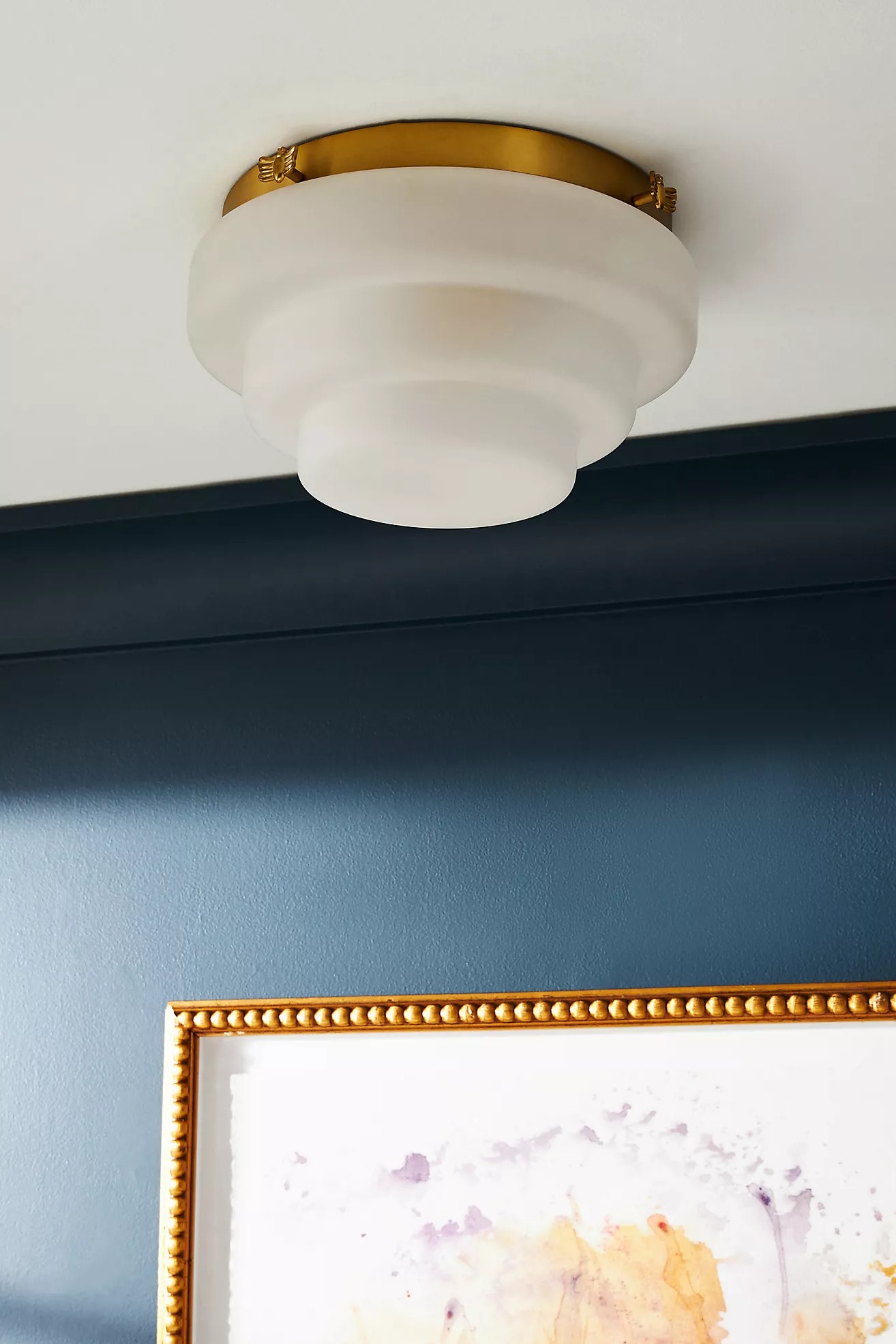 Capigia Glass Metal Flush Mount Ceiling Light - Modern Fixture for Bedroom or Hallway K1176