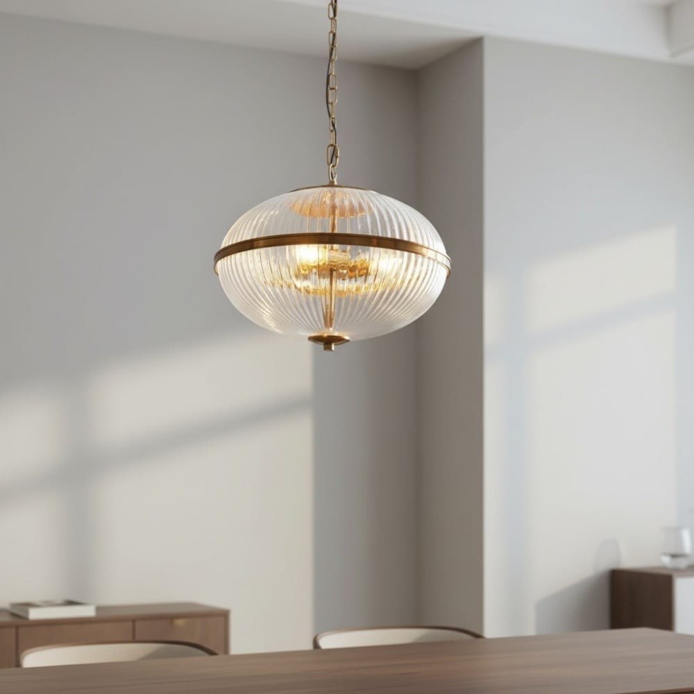 Luntra Contemporary Multi-Light Pendant with Textured Glass K1920