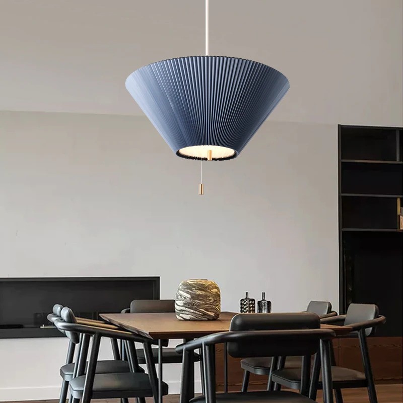 Retractable Pleated Pendant Light - Retro Paper Pendant Lamp for Dining Room K798
