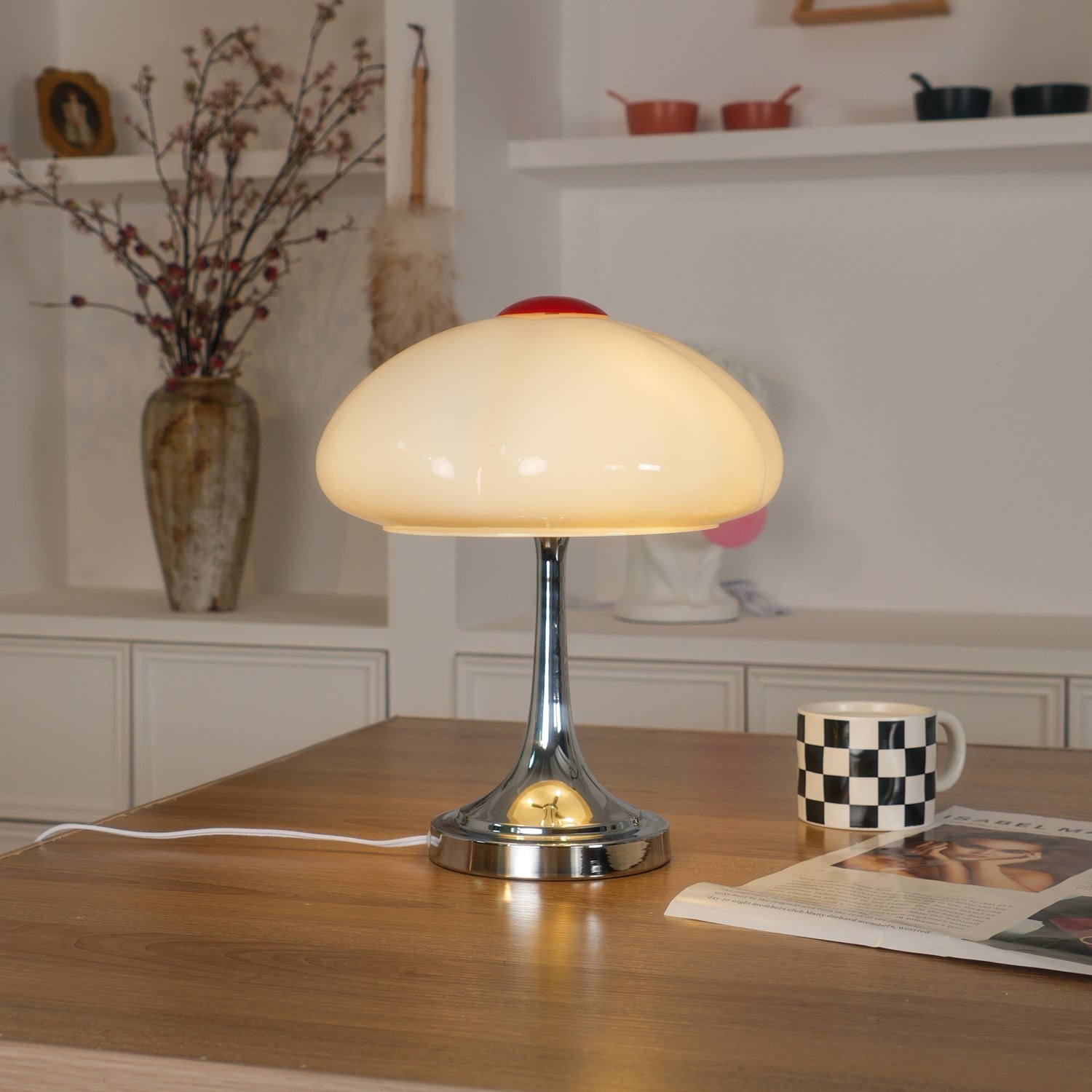 Cream Style Glass Mushroom Table Lamp K706