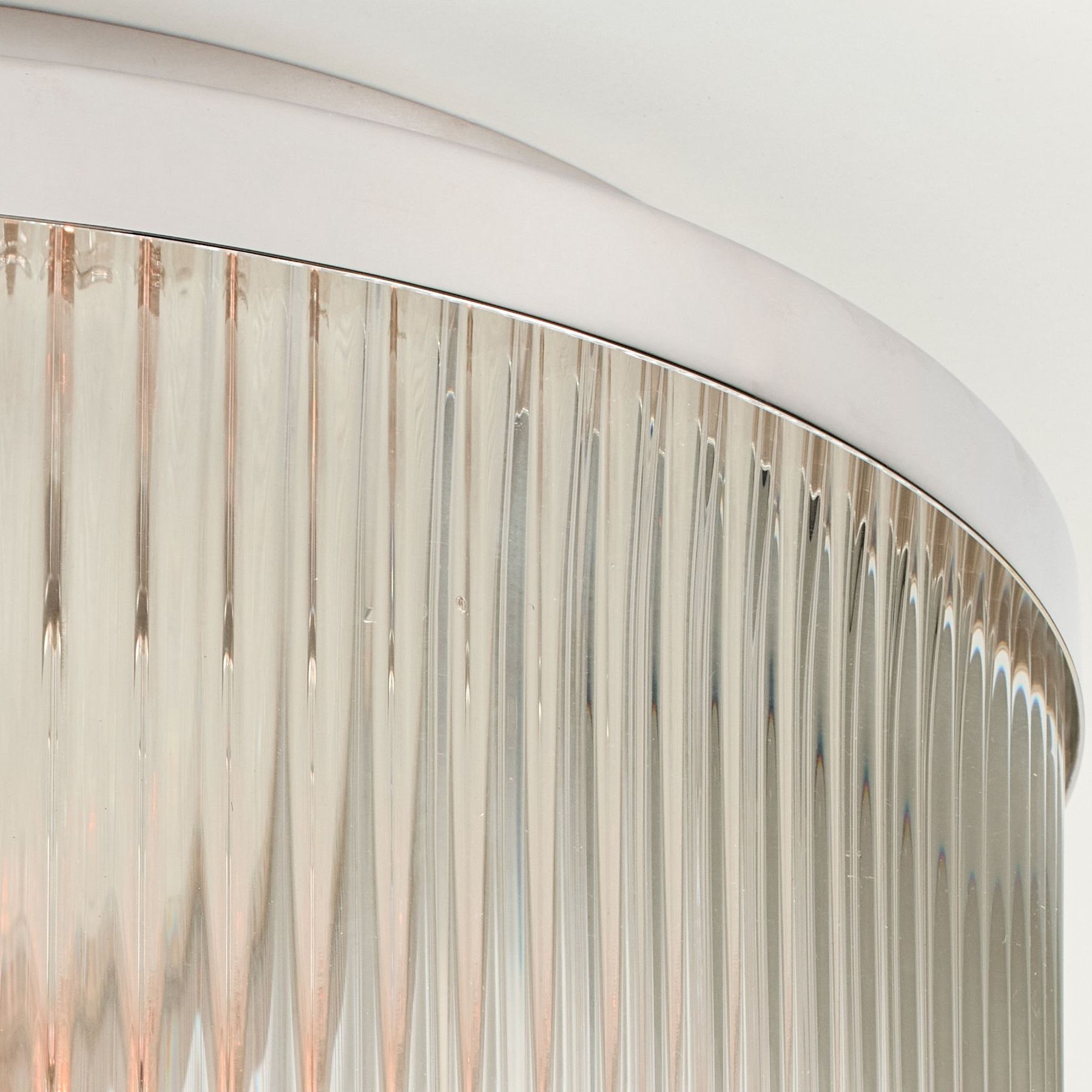 Bravira Flush Mount Ceiling Light - Ribbed & Bubbled Glass Metal Light K1323