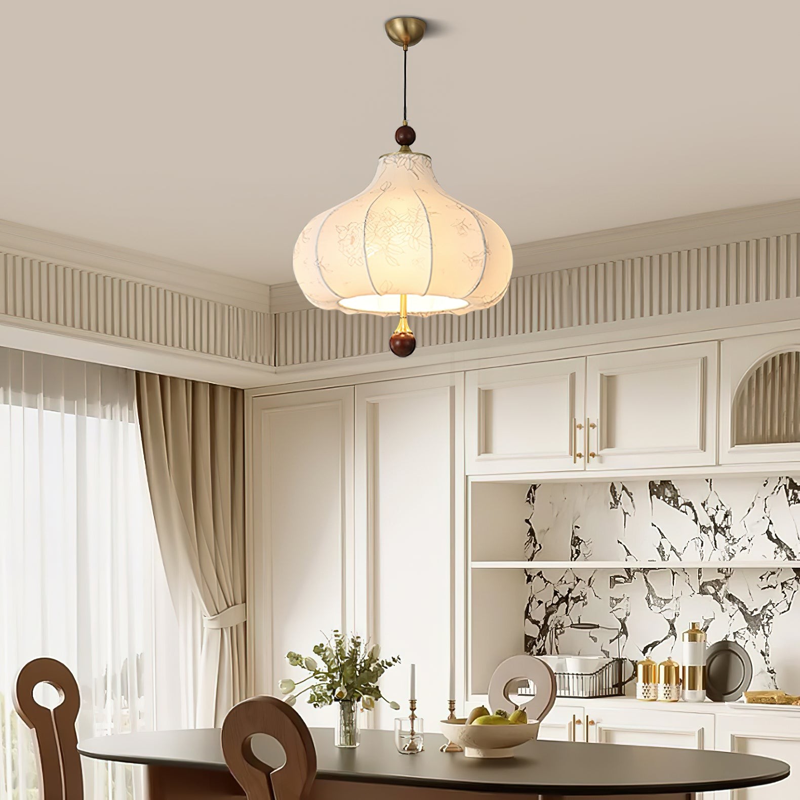 French Retro Fabric Pattern Pendant Lamp K317