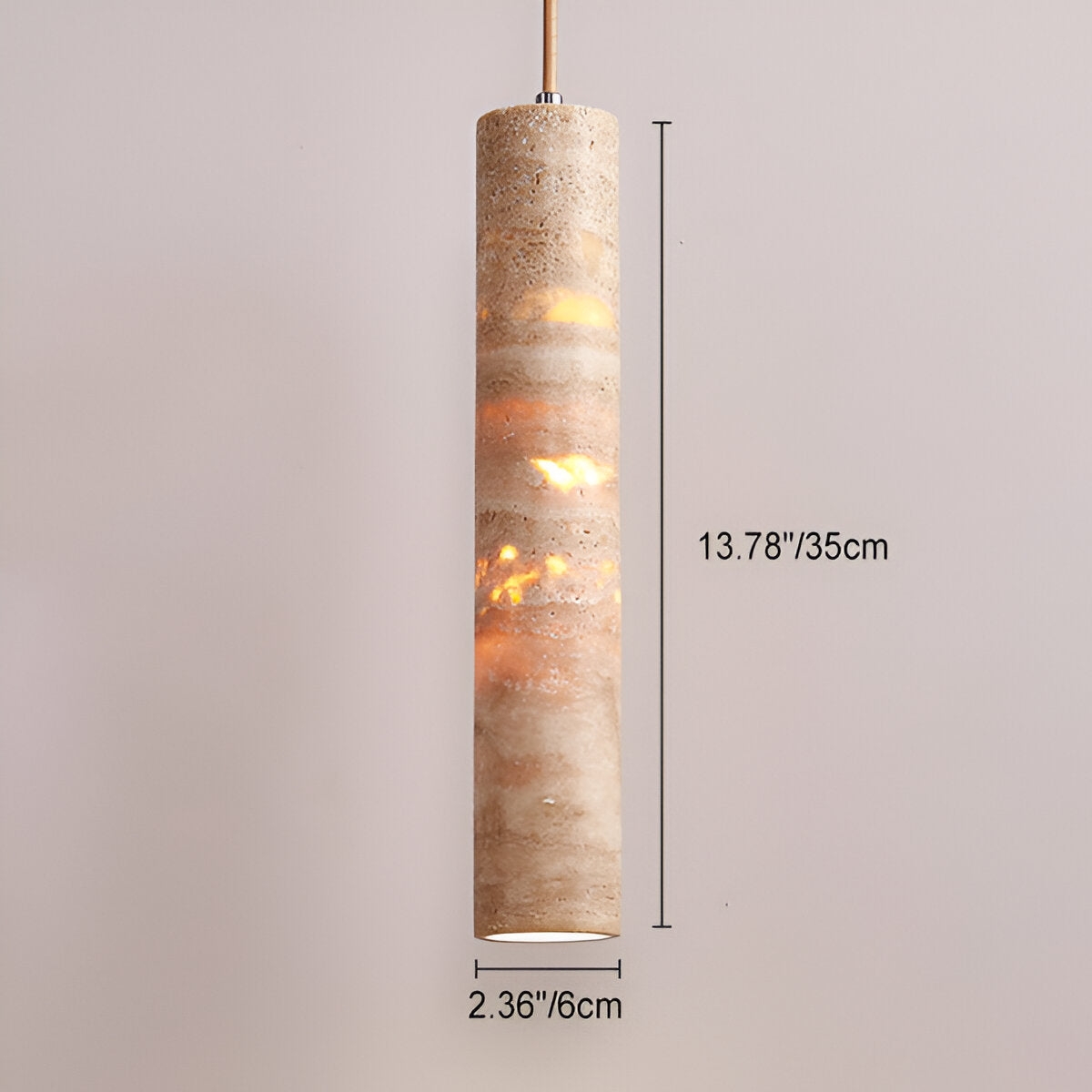Cream Travertine Tube Pendant Light D912
