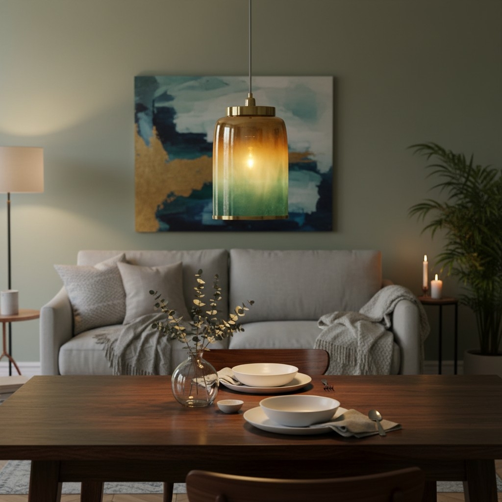 Helvo Elegant Cylinder Pendant Lamp - Hand-Blown Glass Brass Fixture for Entryway K2349
