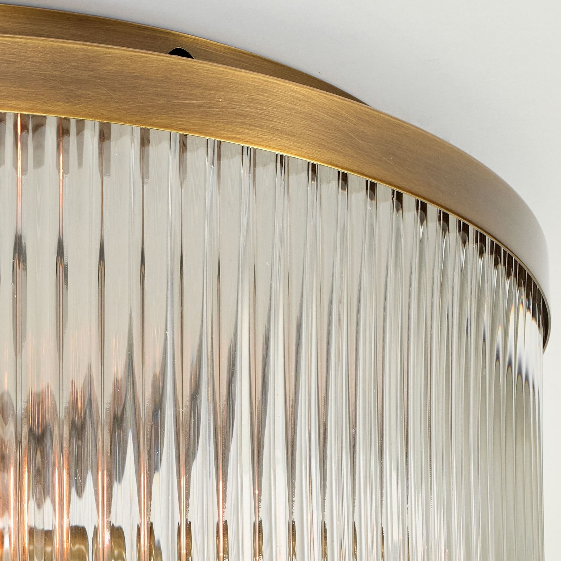 Bravira Flush Mount Ceiling Light - Ribbed & Bubbled Glass Metal Light K1323