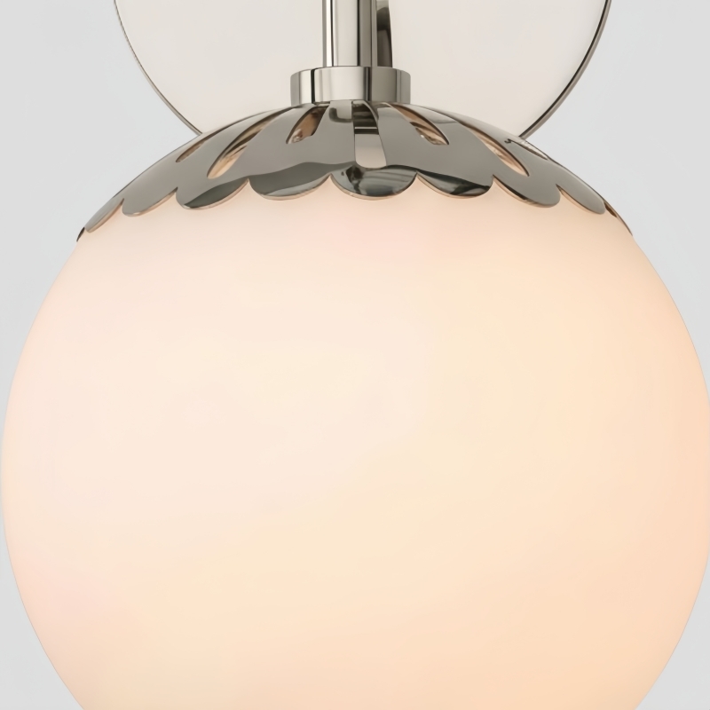 Vinbrea Glass Globe Wall Lamp - Minimal Curved Arm Light for Living Room K2382
