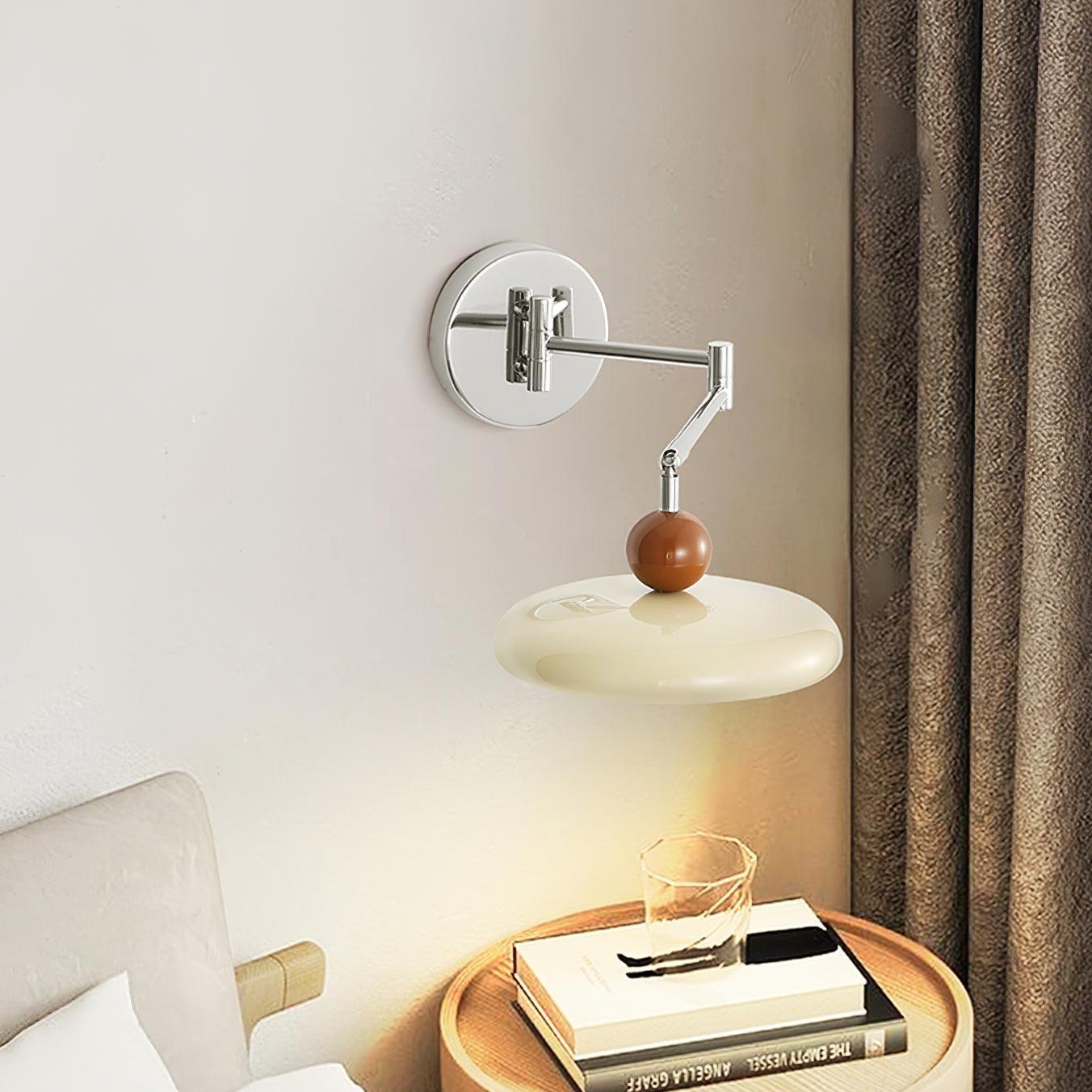 Cream Style Adjustable Swing Arm Disc Reading Wall Lamp K460