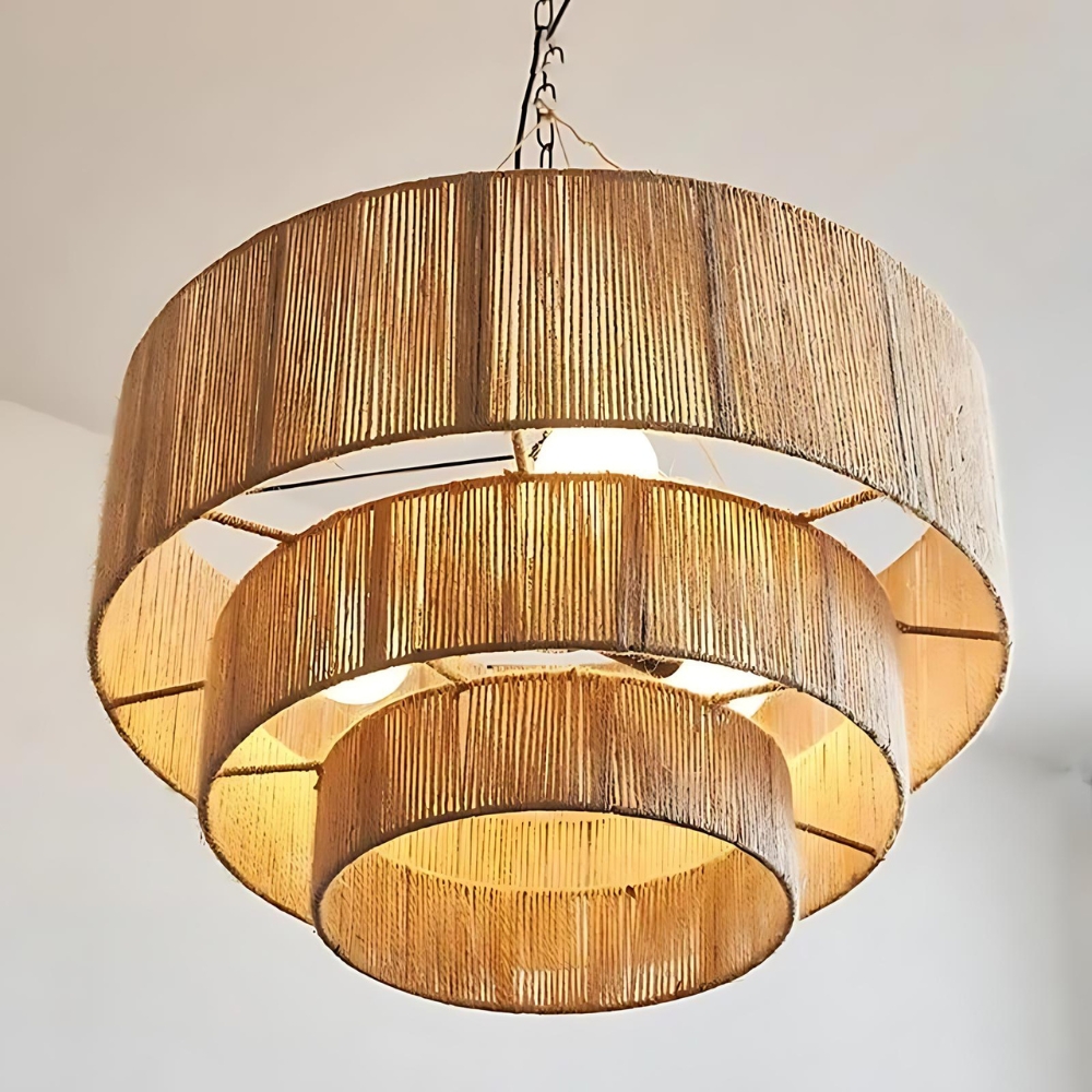 The Elegant Woven Waterfall Rattan Pendant Light D828