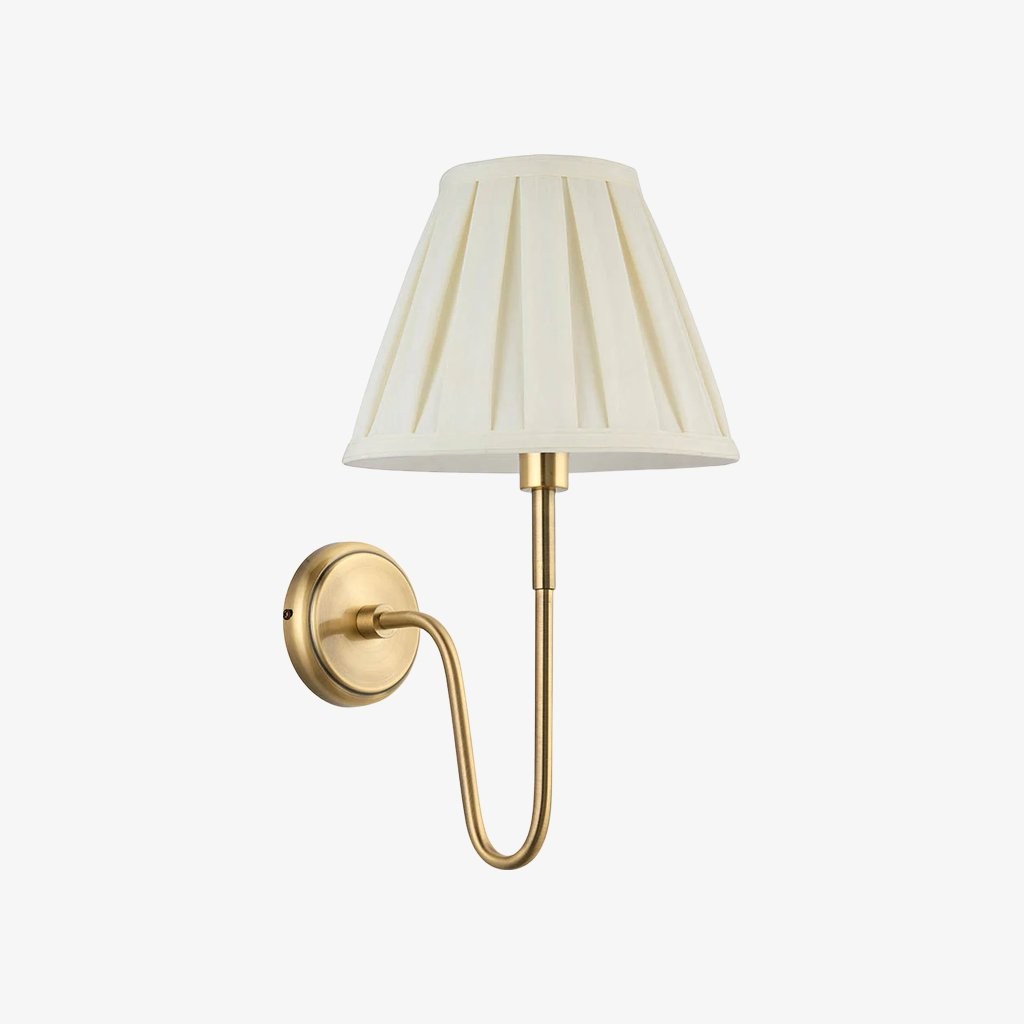 Ivoralux Tapered Fabric Wall Light - Modern Classic Curved Arm Sconce K1916