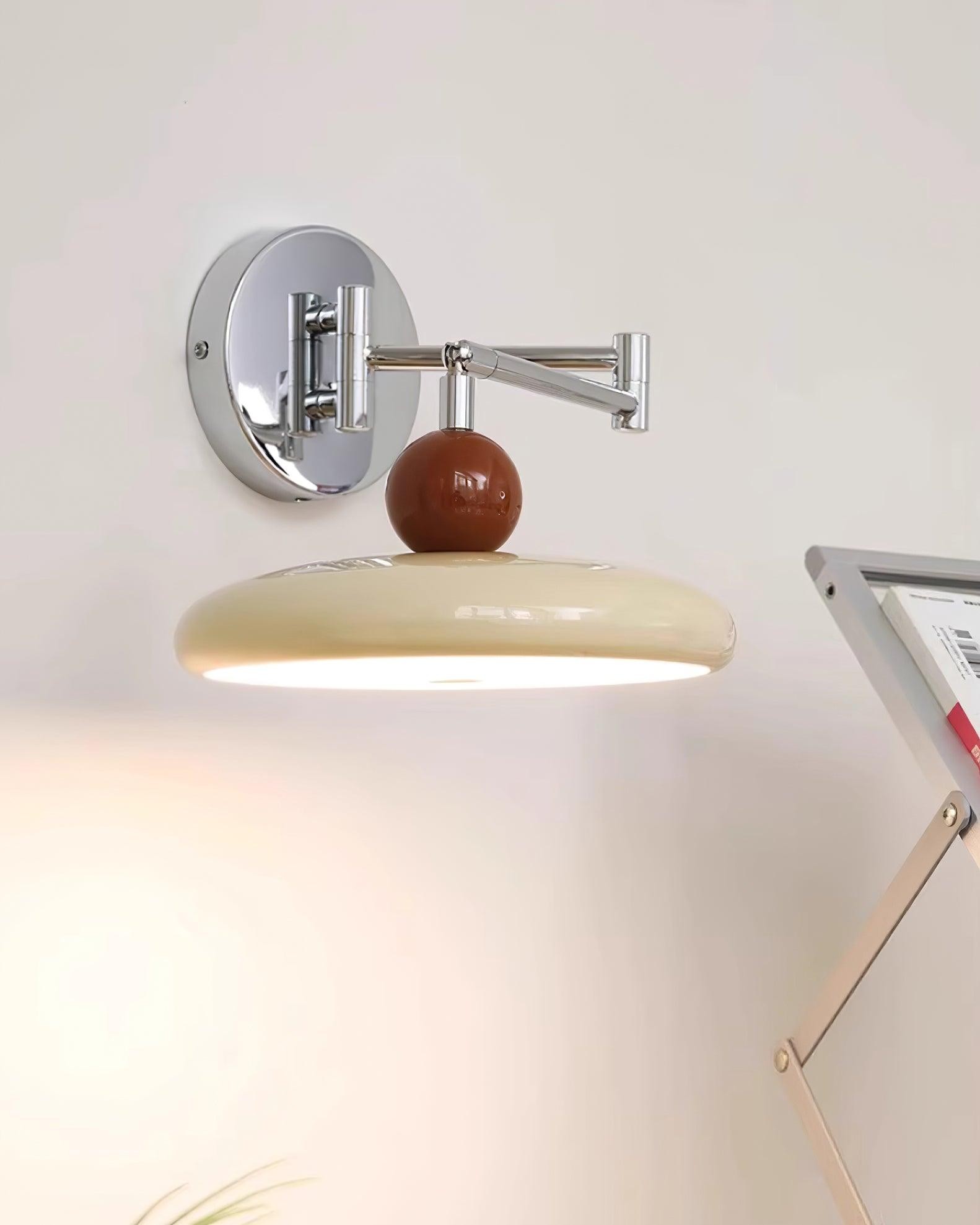 Cream Style Adjustable Swing Arm Disc Reading Wall Lamp K460