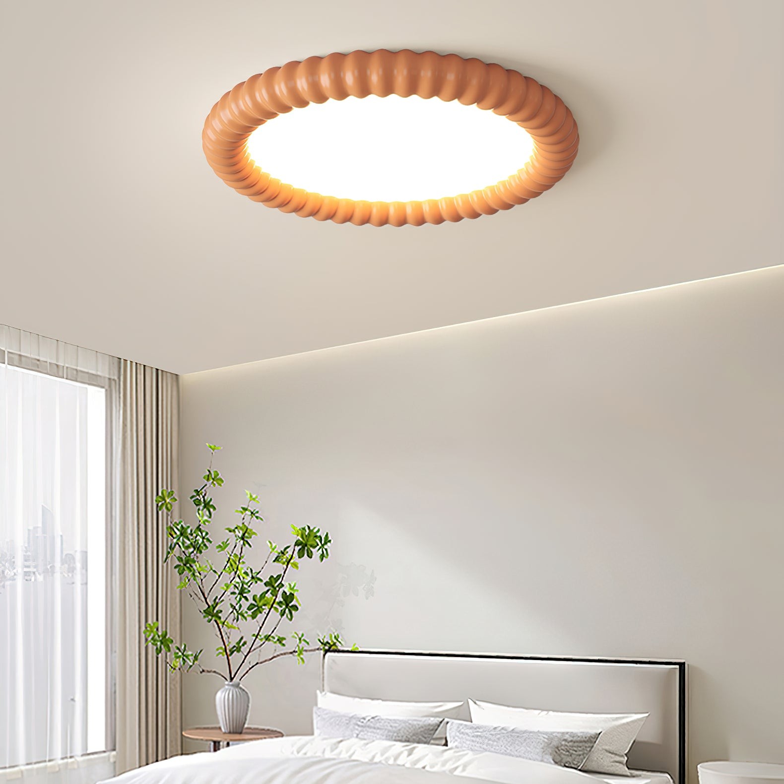 Cream Style Ripple Ring Ceiling Lamp K633