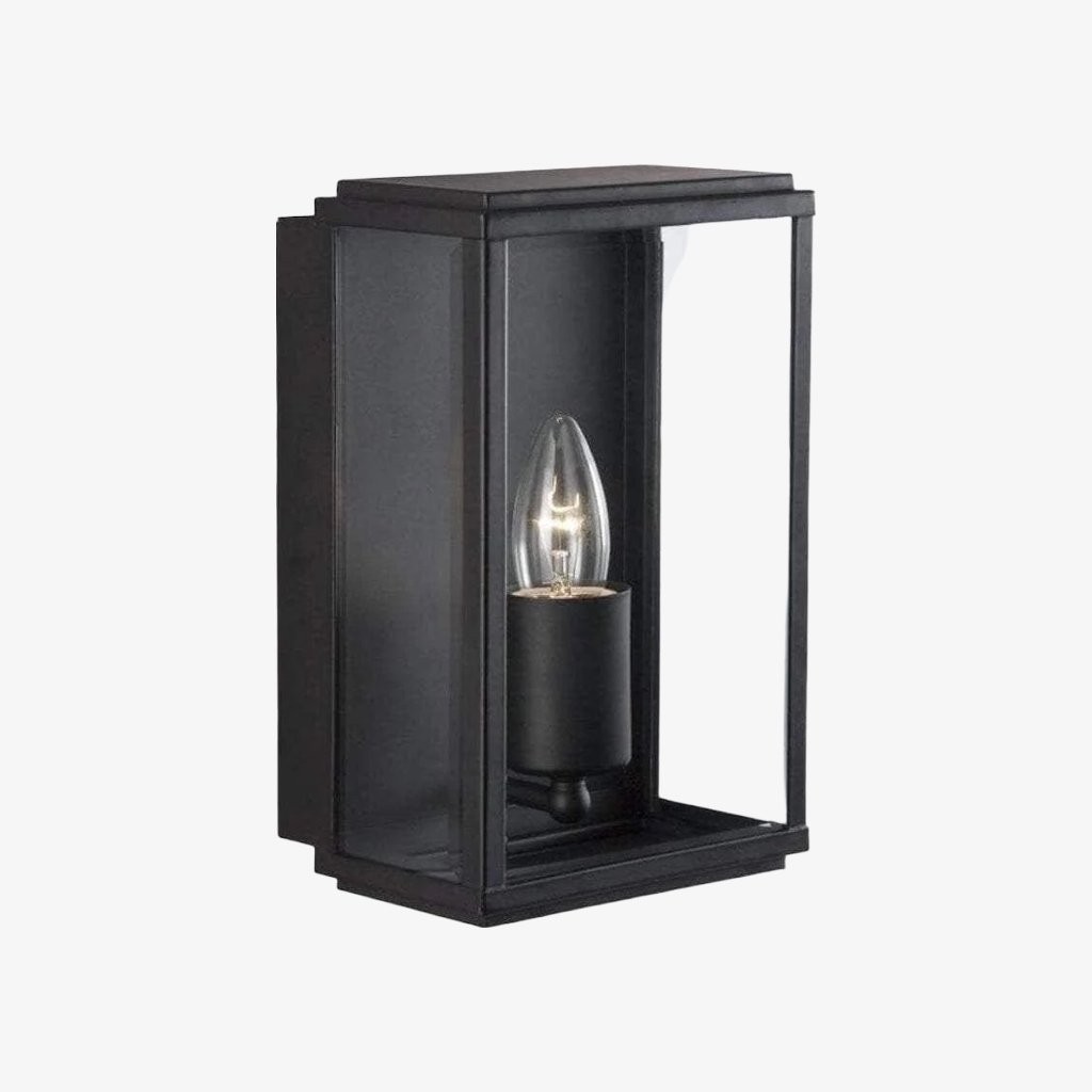 Boxar Outdoor Wall Lantern - Metal Frame and Clear Glass for Porches K1987