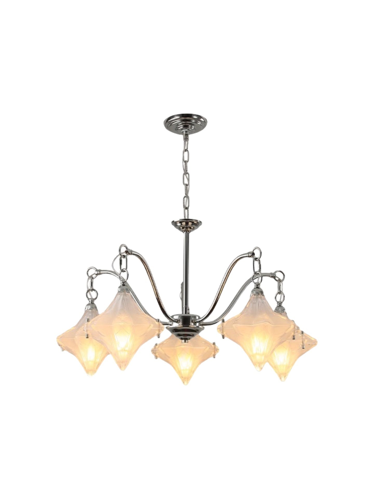 Art Deco Astris Star Chandelier - Frosted Glass Deco Fixture for Dining Room K1564