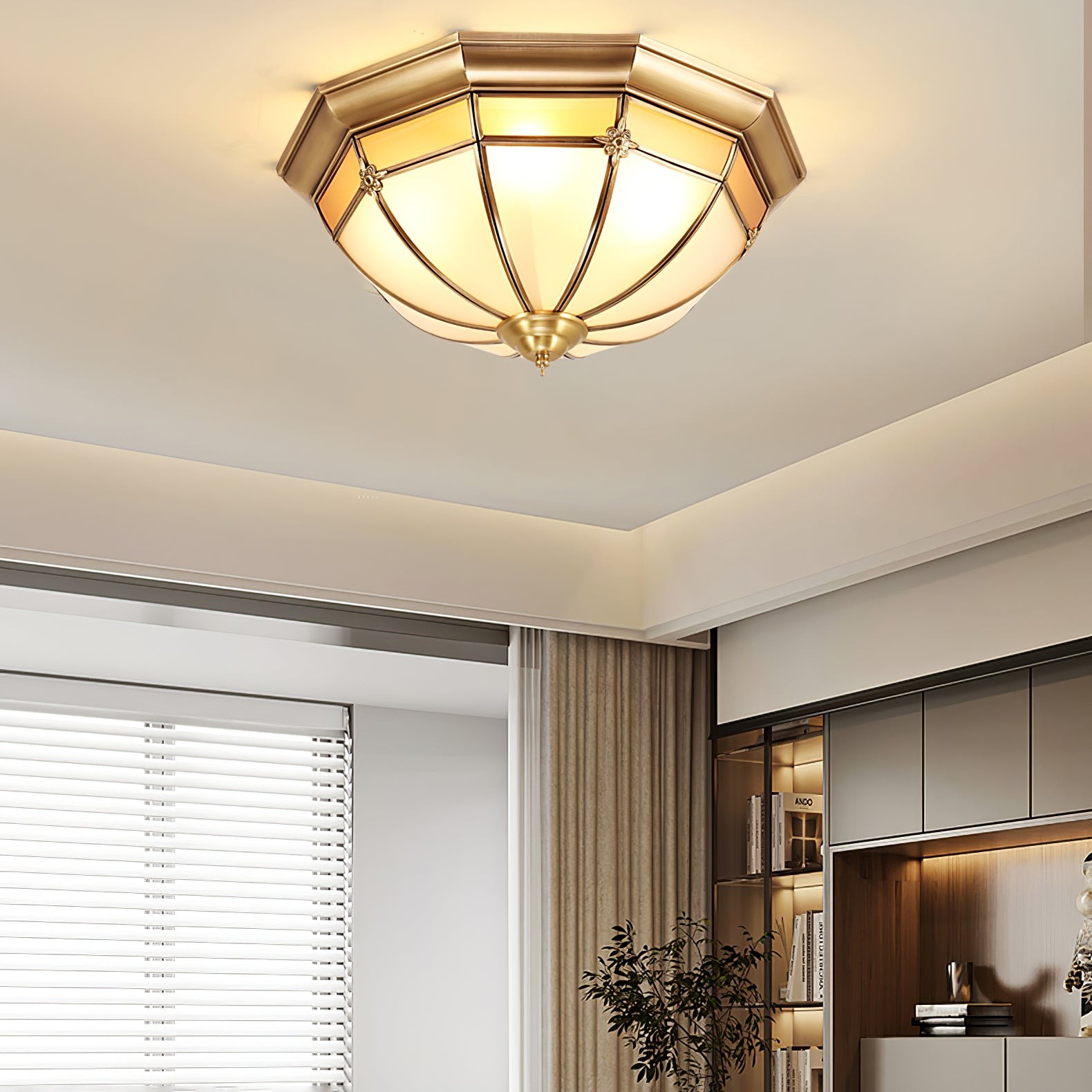 Dome Brass Flush Ceiling Lamp K350