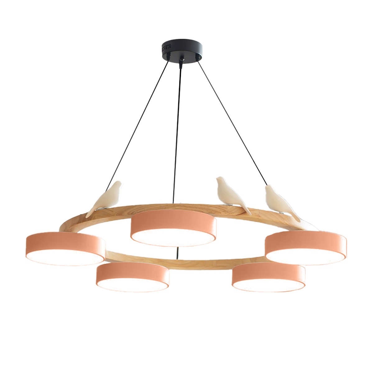 Nordic Wooden Bird Creative Round Chandelier K789