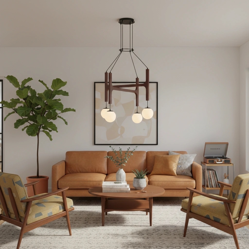 Auralith Wood Chandelier Multi Arm Fixture - Modern Natural Lighting for Living and Dining K2324