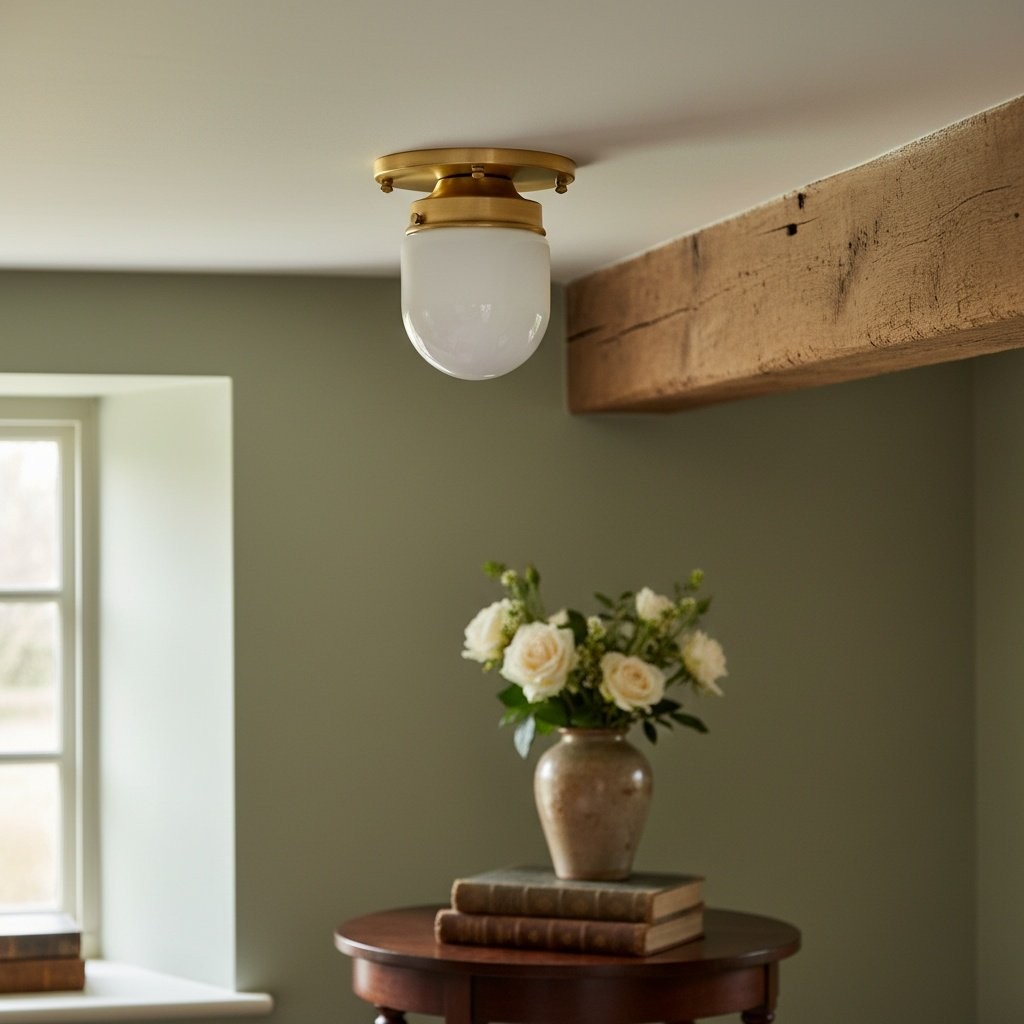 Opalume Glass Ceiling Light and Wall Light - Art Deco Small Globe Fixture for Entryway K1456