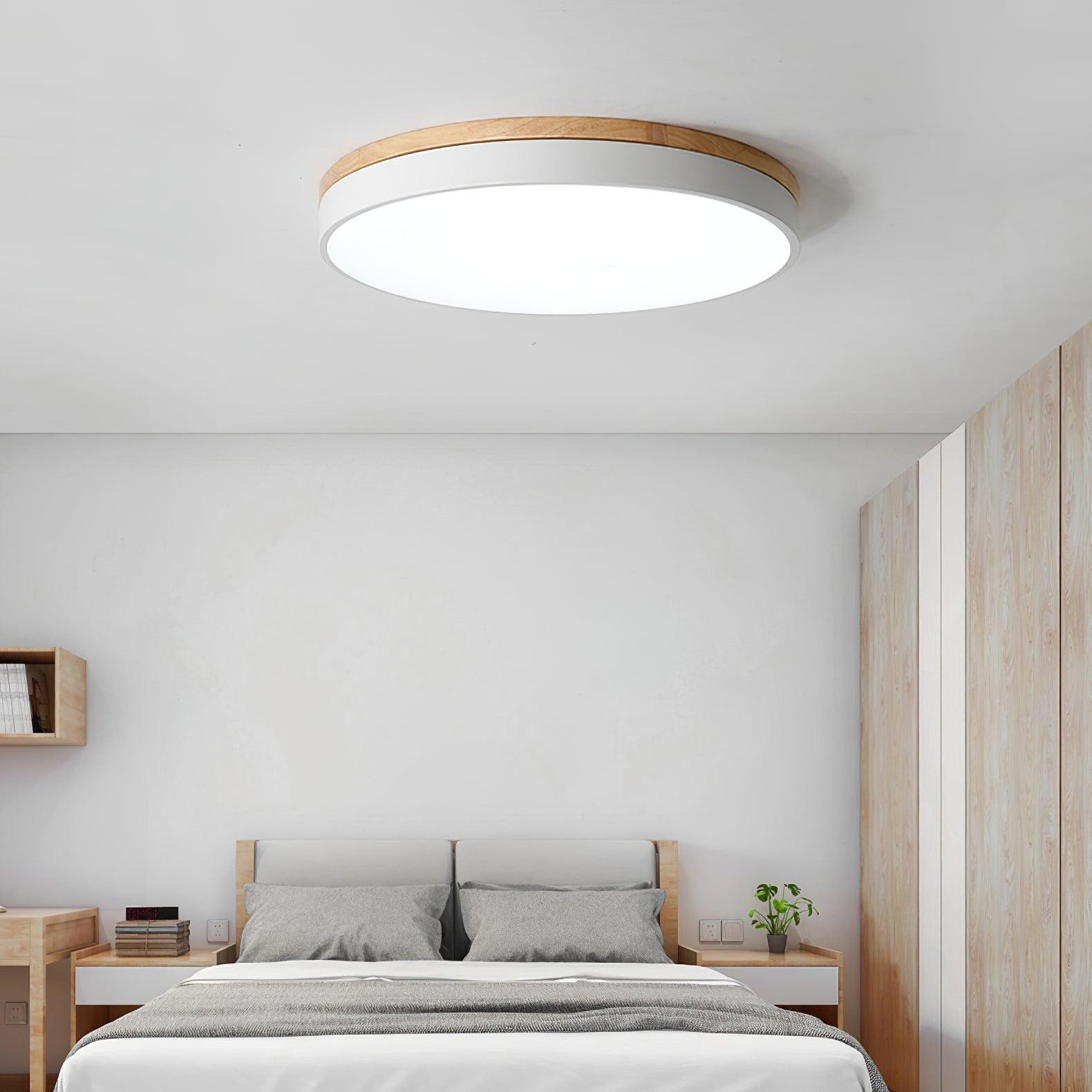 White Round Wooden Ceiling Lamp K772