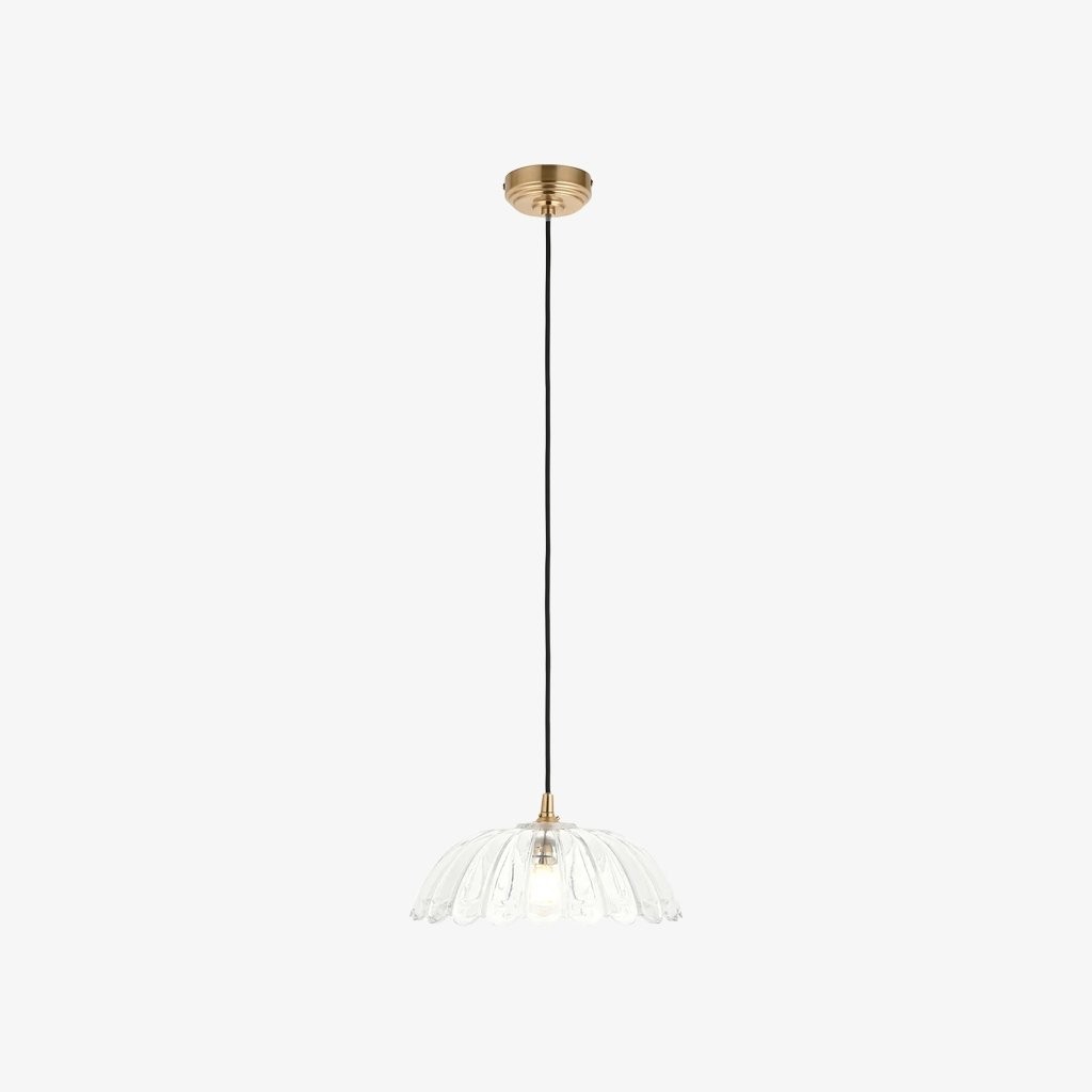 Floriaxis Floral Glass Pendant Light - Floral Glass Shade with Braided Cable for Kitchen K1928