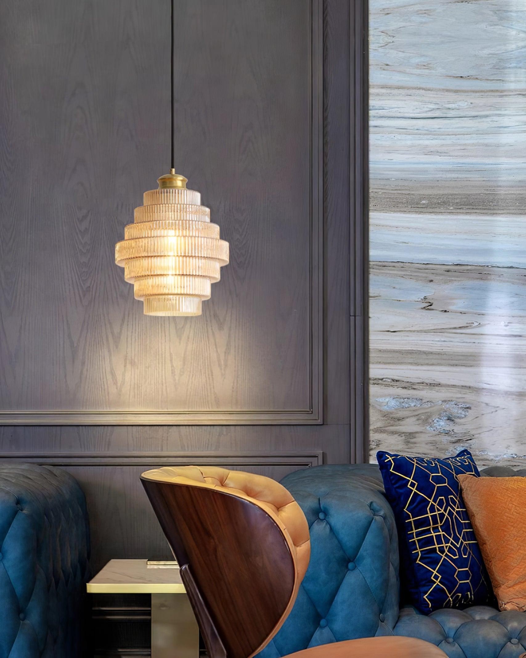 Bottis Minimalist Glass Pendant Lamp - Stylish Layered Hanging Light for Dining Table K469