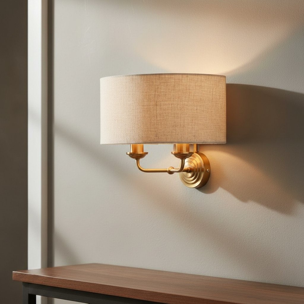 Tela Refined Metal and Fabric Wall Lamp - Timeless Style Wall Sconce for Hallway or Entryway K1796