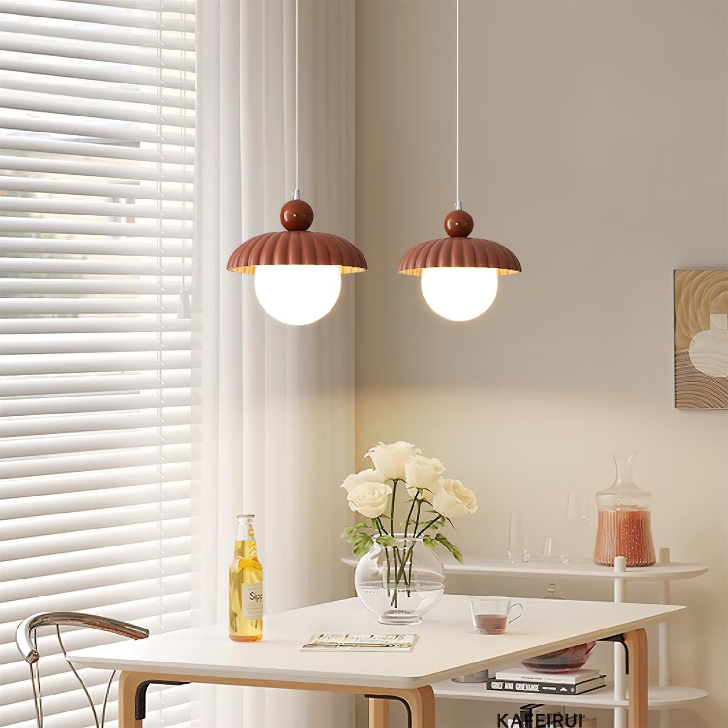 Creative Spherical Straw Hat Vertical Line Pendant Lamp K229