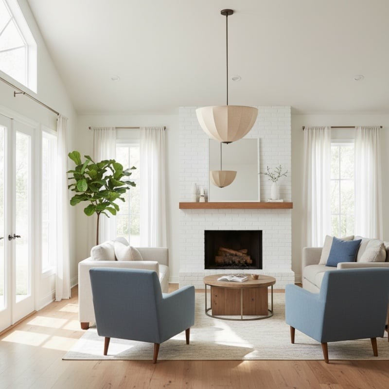 Lumarys Botanical Inspired Linen Flush Mount Light - Soft Pendant Light for Dining Room K1645