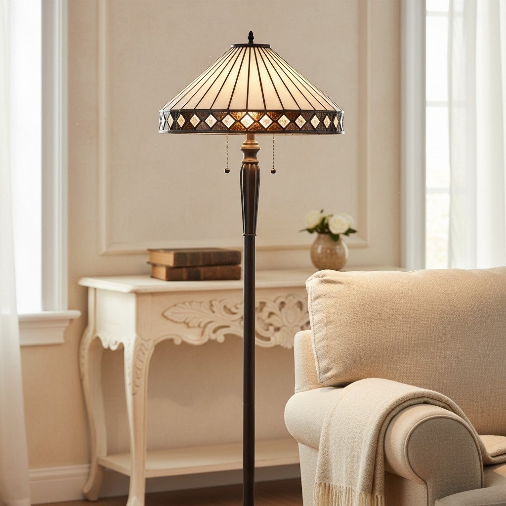 TF Fargo Geometric Art Deco Tiffany Floor Lamp for Living Room K1824