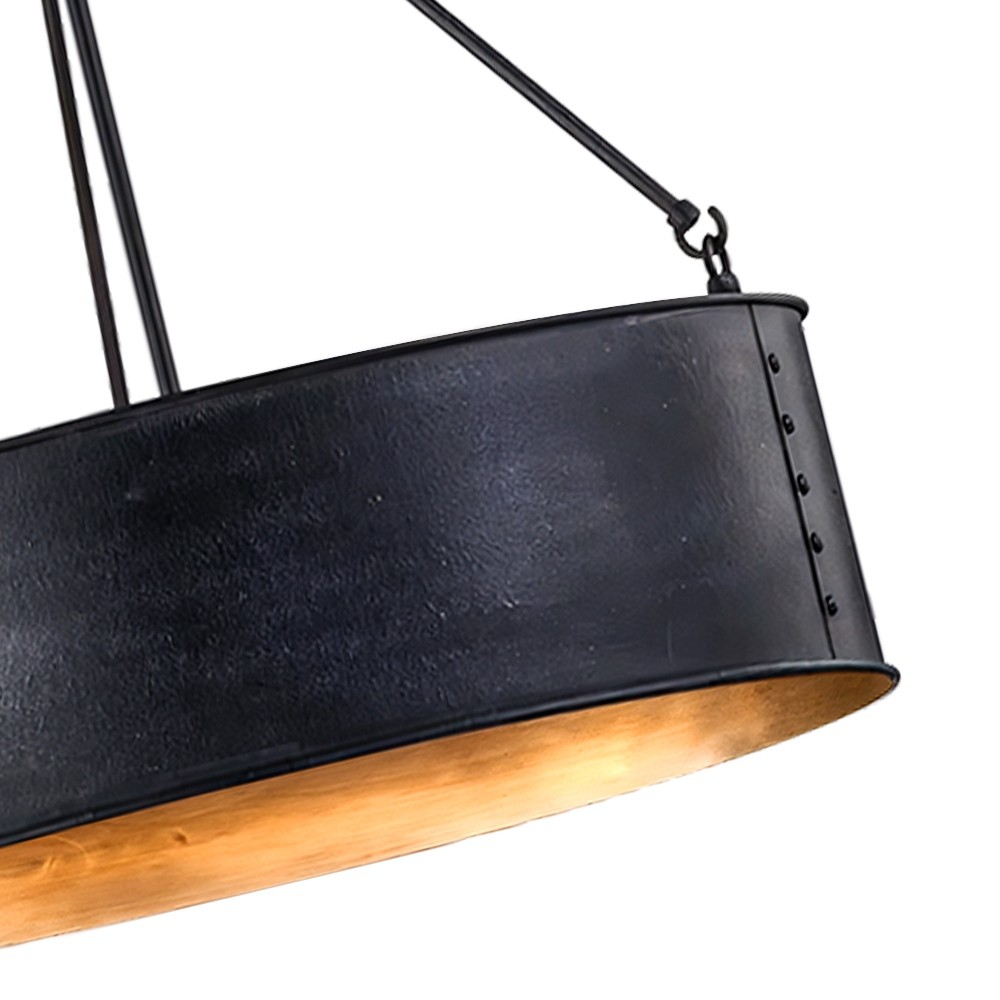 Dravik Contemporary Industrial Drum Pendant Light - Black Metal Pendant for Living or Dining Room K2245