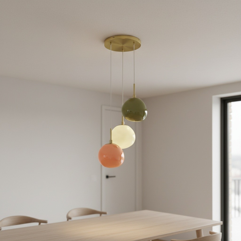 Artistic Multi-Color Glass Pendant – Minimalist Hanging Light for Living Room K1429