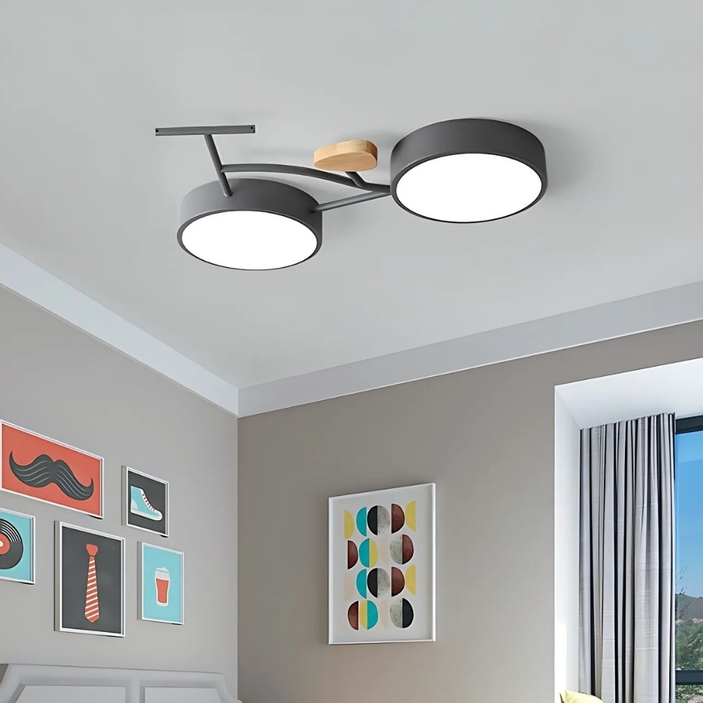 Bicycle Round Wood Led Ceiling Light For Kids Room K940
