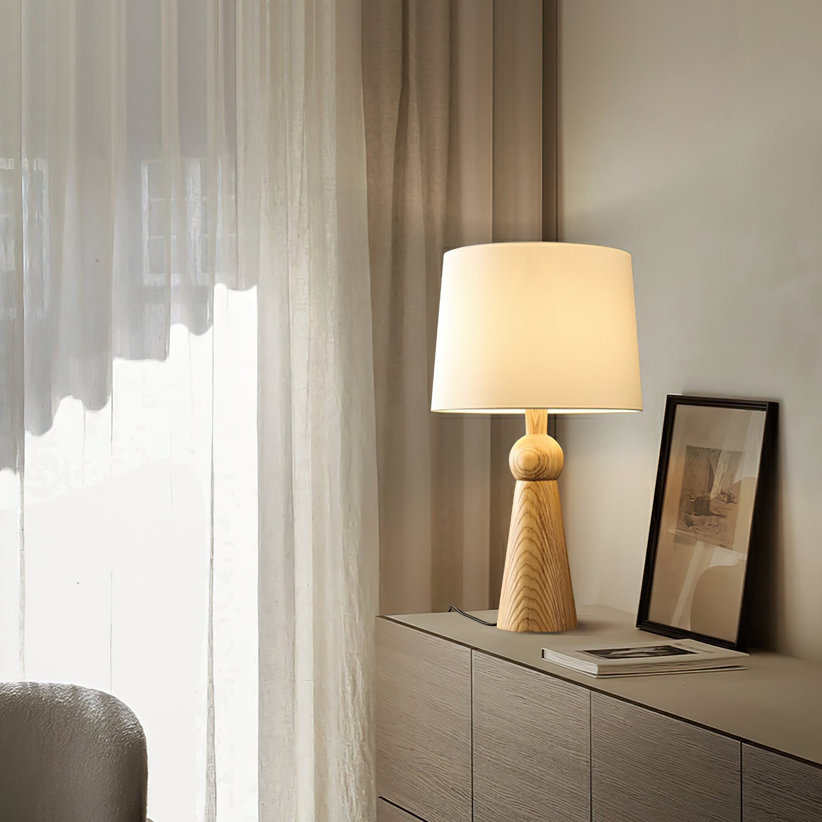 Nordic Retro Solid Wood Fabric Table Lamp K256