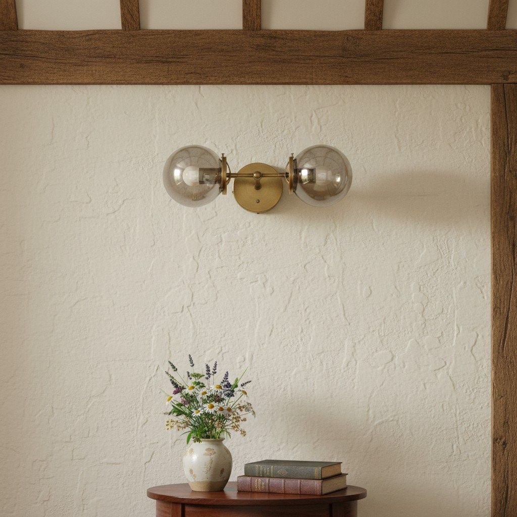 Lumio Globe Double Globe Vanity Wall Light - Rustic Farmhouse Bathroom Wall Fixture K1489