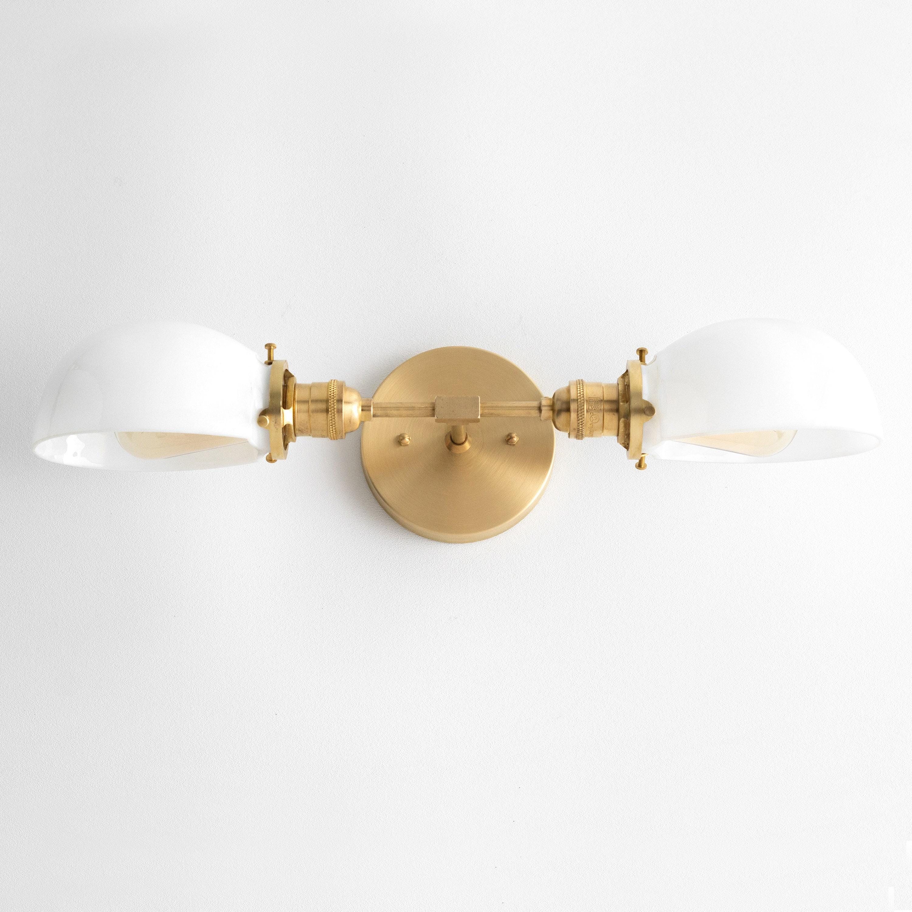 Ornato Luxe Mid-Century Vanity Light - Brass Bathroom Fixture with Opal Glass K1474