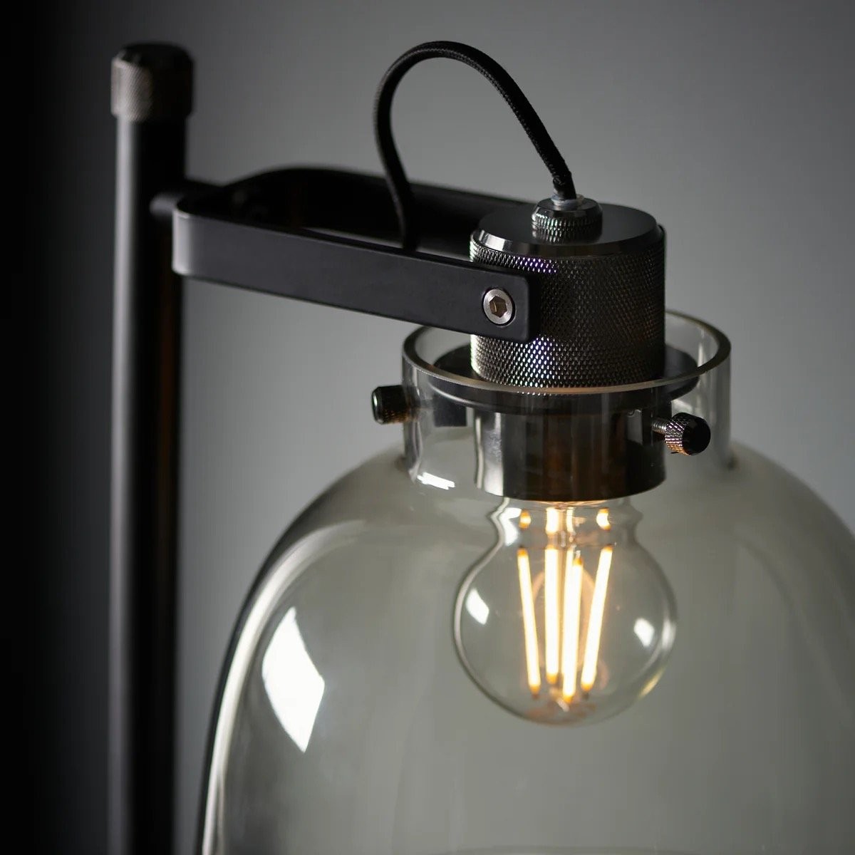 Readium Industrial Floor Lamp - Adjustable Glass Head Metal Base for Living Room K1836