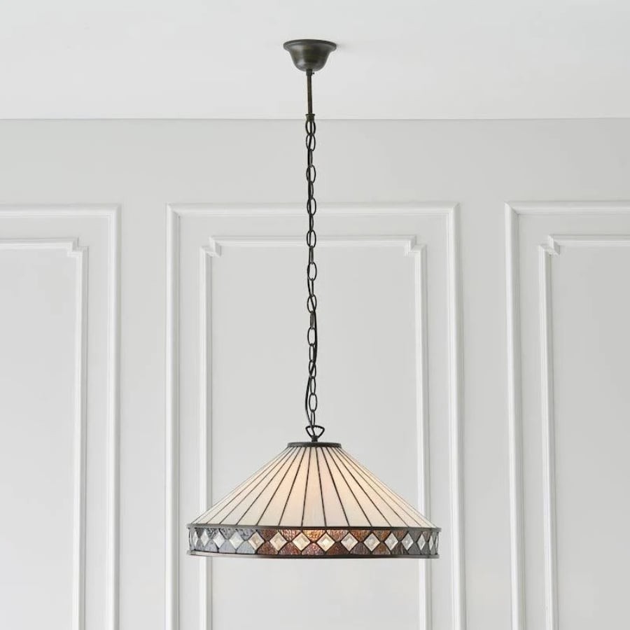 TF Fargo Pendant Light - Tiffany Style Lighting with an Art Deco Shade and Adjustable Chain K1938