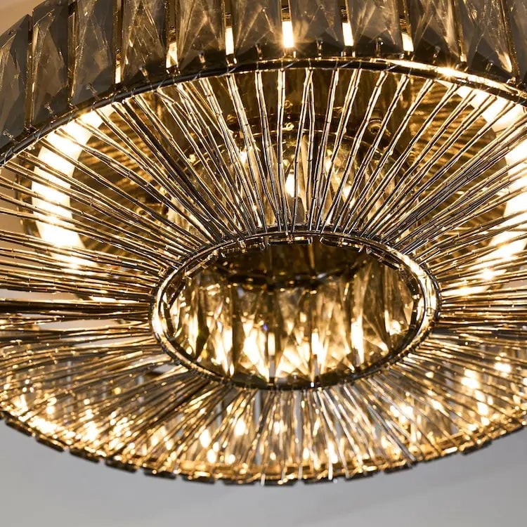 Glomar Glass Round Flush Ceiling Light - Modern Metal Glass Finish Living Areas K2119