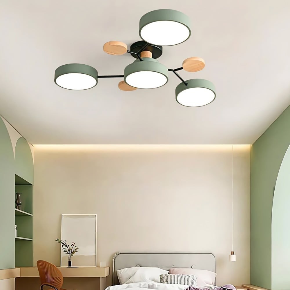Coloful Branched Round Wooden Ceiling Light K176