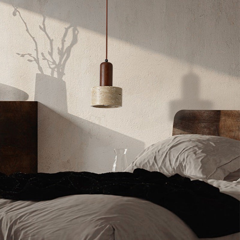 Traditional Retro Cylindrical Solid Wood Pendant Lamp K724