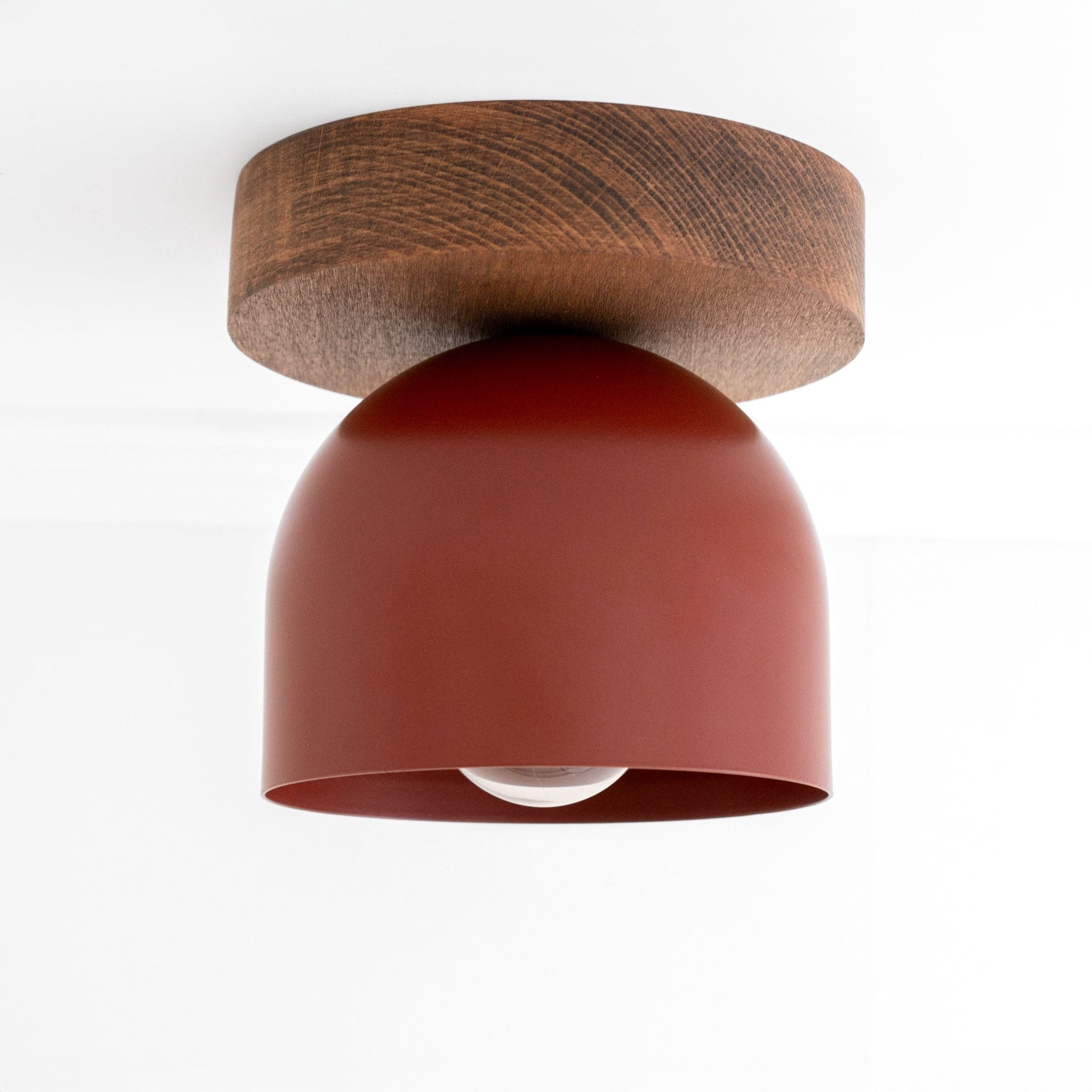 Metio Dome Flush Mount Ceiling Light - Oak Finish with Metal Shade K1421