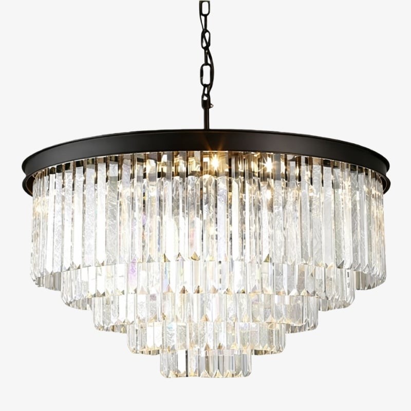 Aurevon Crystal Prism Metal Frame Modern Ceiling Chandelier for Home and Hotel K2071