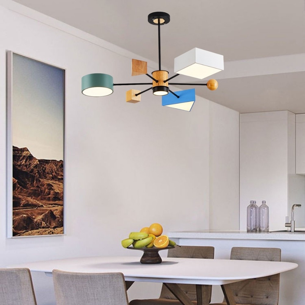 Colorful Wood Blocks 4 Lights Chandelier K937