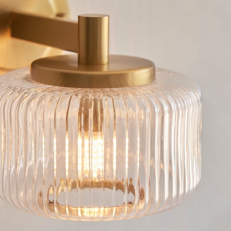 Canovus Ribbed Glass Shade Wall Lamp - Elegant Brass Sconce K2008
