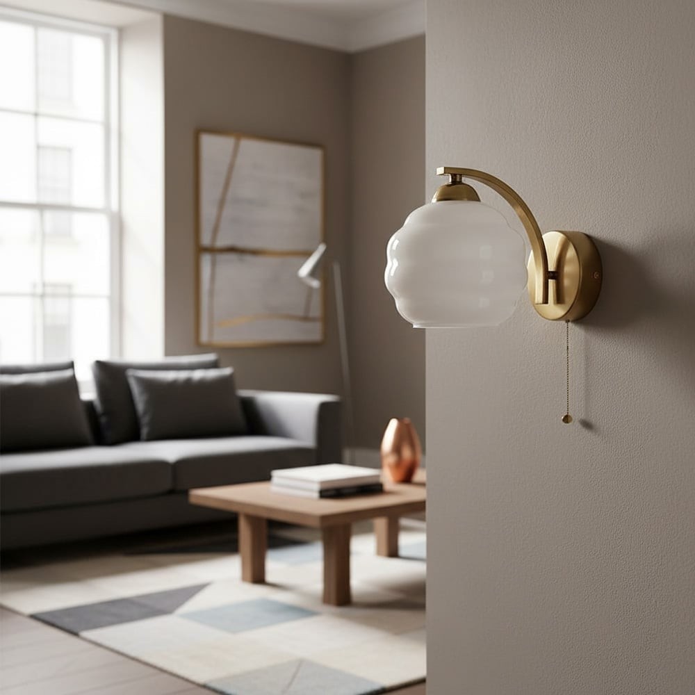 Curvona Bauhaus Milk Glass Wall Sconce - Minimalist Decor Upgrade K1608