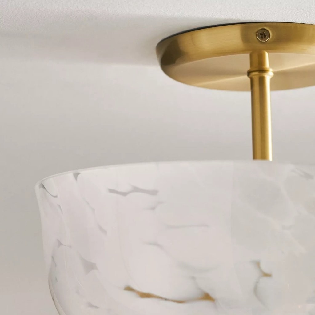 Clea Rounded Glass Flush Mount - Dotted Shade for Bedroom and Hallway Lighting K1658
