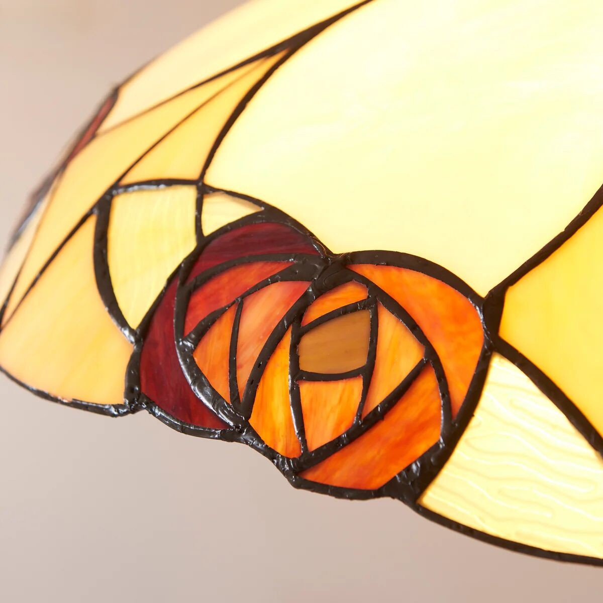 TF Ingram Tiffany Pendant Light - Vintage Handcrafted Stained Glass Floral Shade for Dining Room K2002