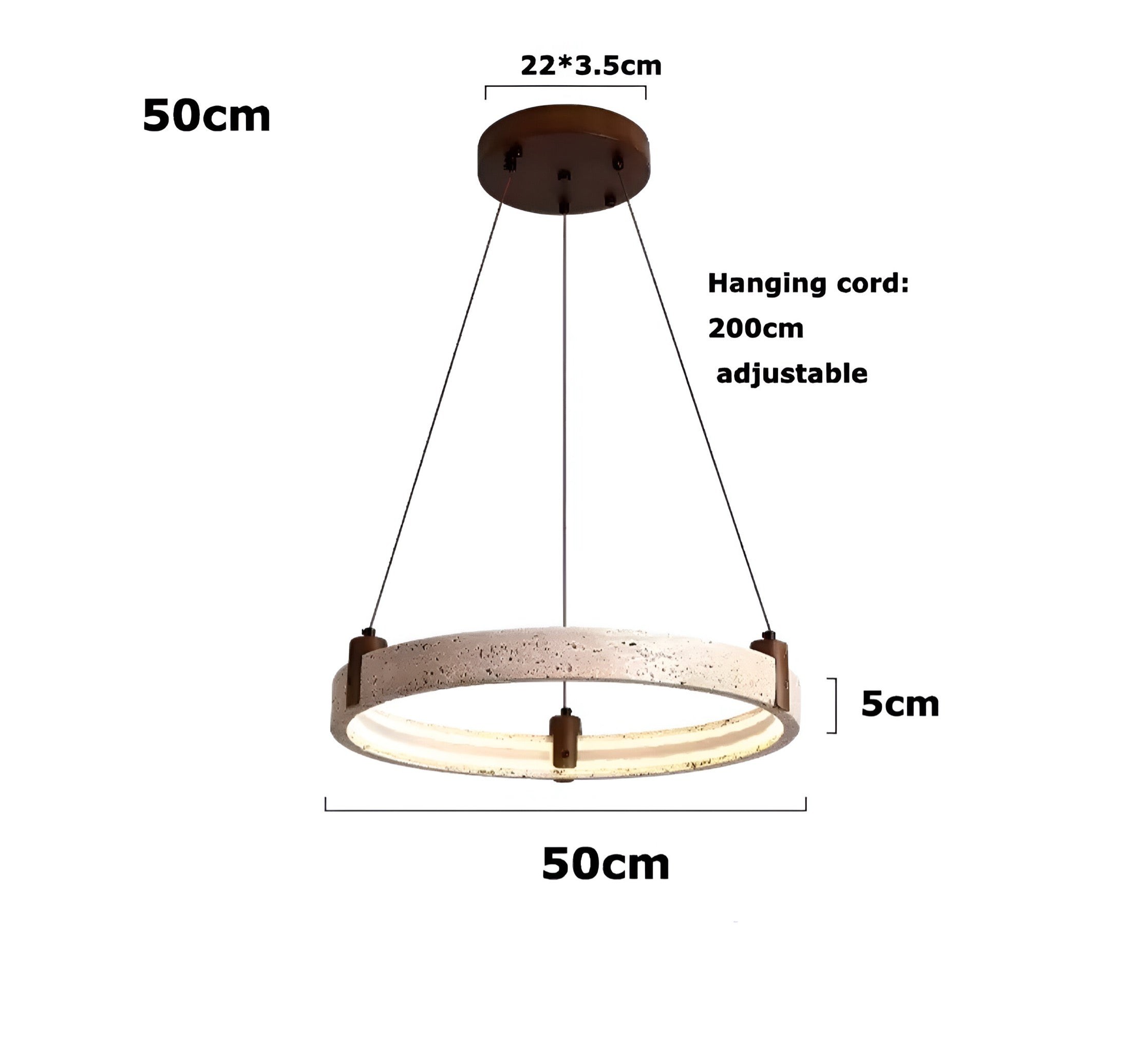 Simple Circular Travertine Pendant Lamp K842